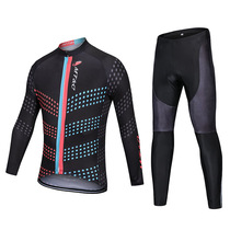 Black color spotted red riding suit suit spring and autumn winter long sleeve short sleeve shirt pants men mountain bike Sports