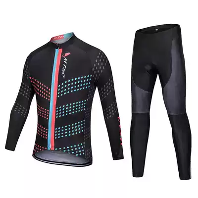 Black color spotted red riding suit suit spring and autumn winter long sleeve short sleeve shirt pants men's mountain bike Sports