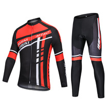 Black red cycling suit suit summer and autumn winter long sleeve short sleeve jacket pants men and women sunscreen mountain bike Sports