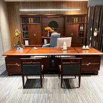 New Chinese Desk Solid Wood Large Bantai U Jinmu Boss Table And Chairs Portfolio President Sensible Long Office Furniture