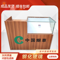 Smoky cabinet silver cash register one tempered glass display counter convenience store supermarket small slope corner combination Wood