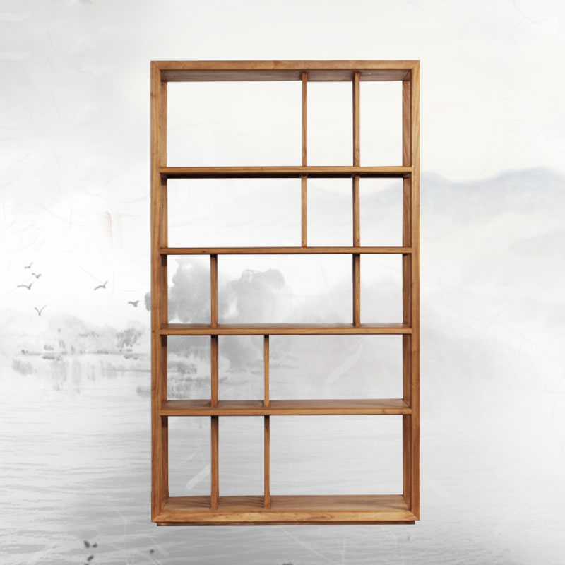 Old elm bogu rack modern minimalist solid wood display rack display cabinet new Chinese tea room furniture log clapboard rack