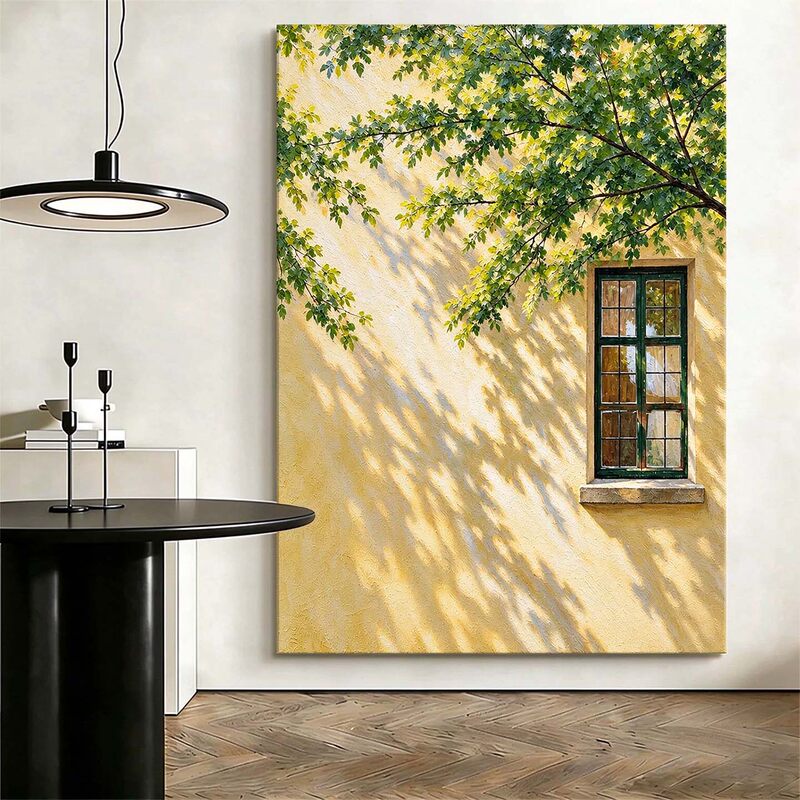 Light and Shadow Window View, Green Healing Nordic Style Fake Window, Large Flat-Floor Entrance, Hotel Niche Art Decoration Wall Painting Light and Shadow Window View, Green Healing Nordic Style Fake Window, Large Flat-Floor Entrance, Hotel Niche Art Decoration Wall Painting