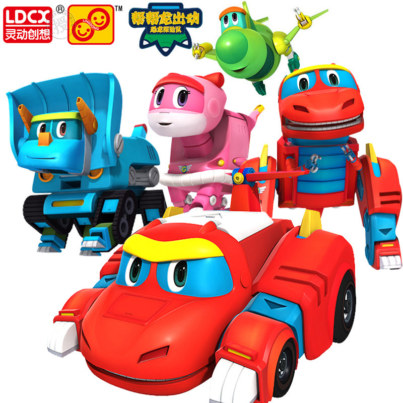 Spiritual creation of a new help Dragon Car Aich team large children's deformation dinosaur toy Pelli Podge
