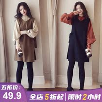 Spring and Autumn 2021 new belly cover thin dress large size womens spring and autumn fat mm Xiaoxiang two-piece suit