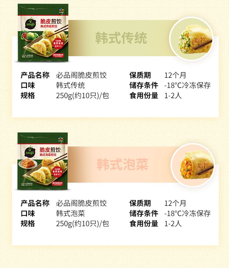 必品阁 韩式脆皮煎饺/锅贴 250g*6袋 图7