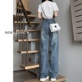 Весенние джинсы, осенние штаны, 2024 года, подходит для подростков, высокая талия, свободный прямой крой
