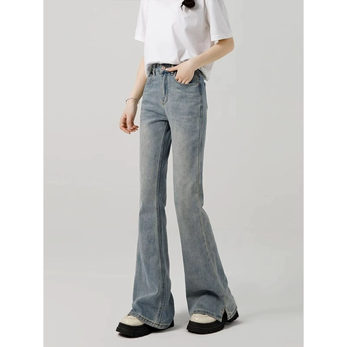 Светлые осенние джинсы, штаны, приталенные штаны-клёш, 2025 года, высокая талия