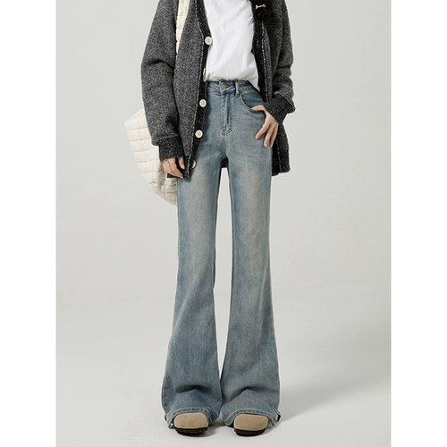 Светлые осенние джинсы, штаны, приталенные штаны-клёш, 2025 года, высокая талия