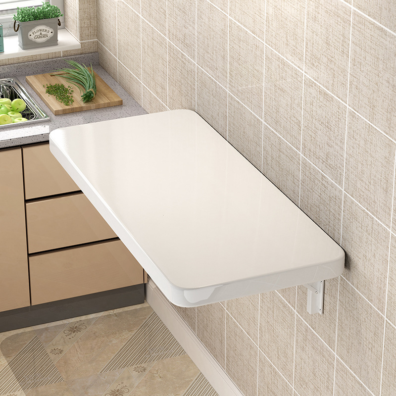 Kitchen wall shelf wall-mounted vegetable cutting table punch-free bowl and plate microwave oven storage shelf folding countertop