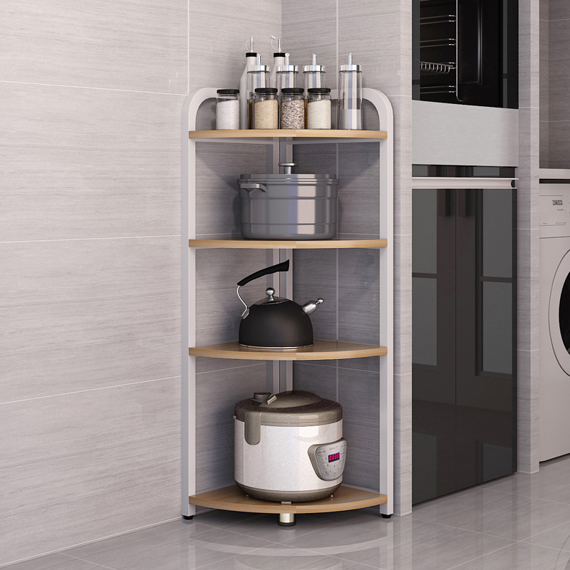 Kitchen Corner Shelving Triangular ExoXX_ENCODE_CASE_CAPS_LOCK_Off Pan Shelf Floor-Type Multilayer Home Sector Seasoning Tank Racks with storage