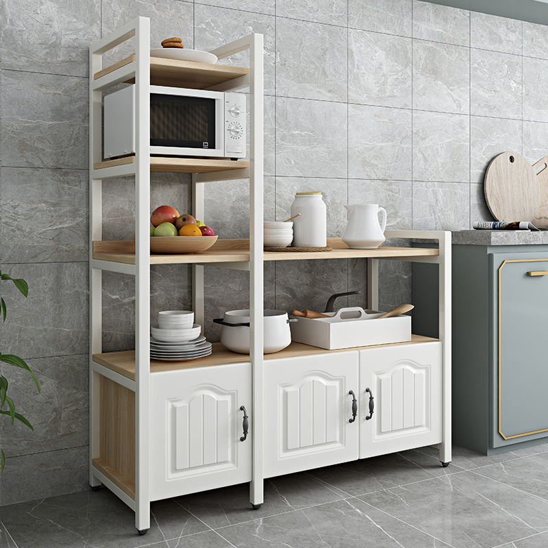 Multifunctional cutting table household kitchen supplies multi-layer floor-to-ceiling storage overall cabinet microwave oven rack