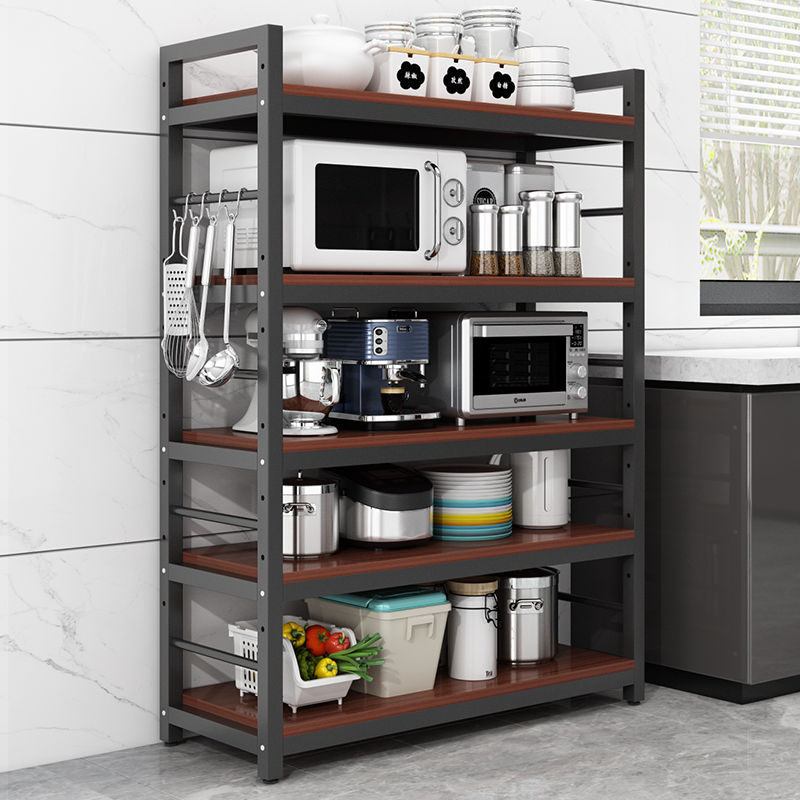 Adjustable kitchen shelf floor-to-ceiling multi-layer pot rack microwave oven storage overall cabinet multi-functional storage shelf