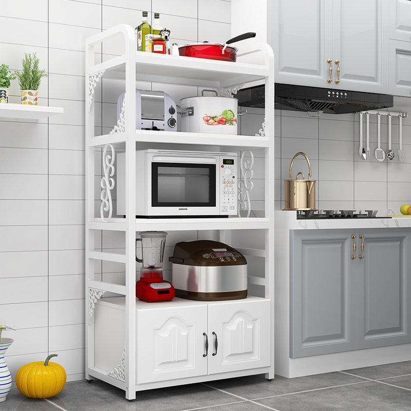 White kitchen shelve Home Multi-floor floor storage high overall cabinet multifunction oven microwave oven accommodating stand