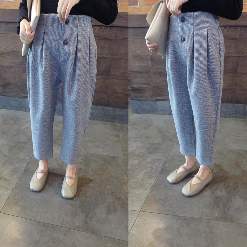 Foreign trade Korean children's clothing 19 autumn and winter Lady temperament Joker twist pinstripe cotton woolen girl small high waist lob