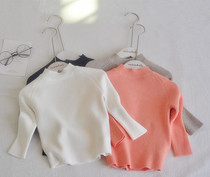 Foreign trade Korean childrens clothing 19 Winter single wear bottoming super soft glutinous pit girl half high collar basic knitted sweater