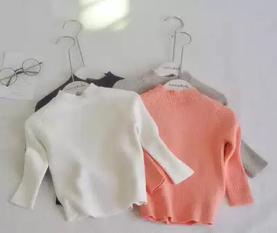 Foreign trade Korean children's clothing 19 Winter single wear bottoming super soft glutinous pit girl half high collar basic knitted sweater
