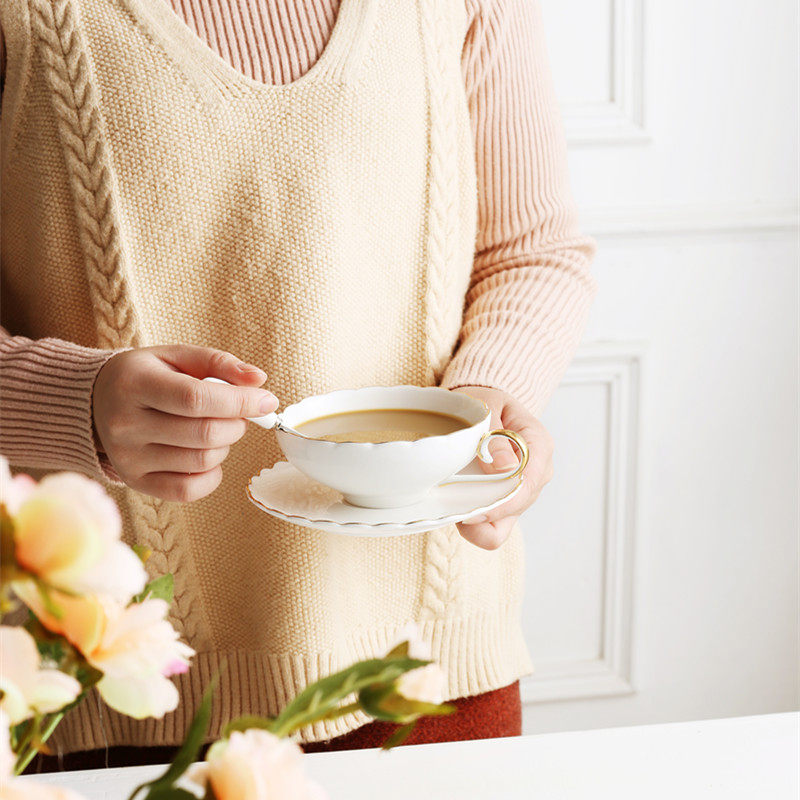 Creative Ins brief Bone China Porcelain Coffee Cup Sketching Gold Export European-style Ceramic Afternoon Tea Cup Gift