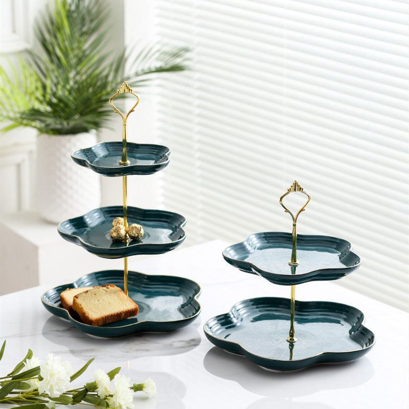 French Nordic Light Luxury afternoon Tea Plate Living Room Household Tea Rest Multi-layer Plate Fruit Fruit Disk