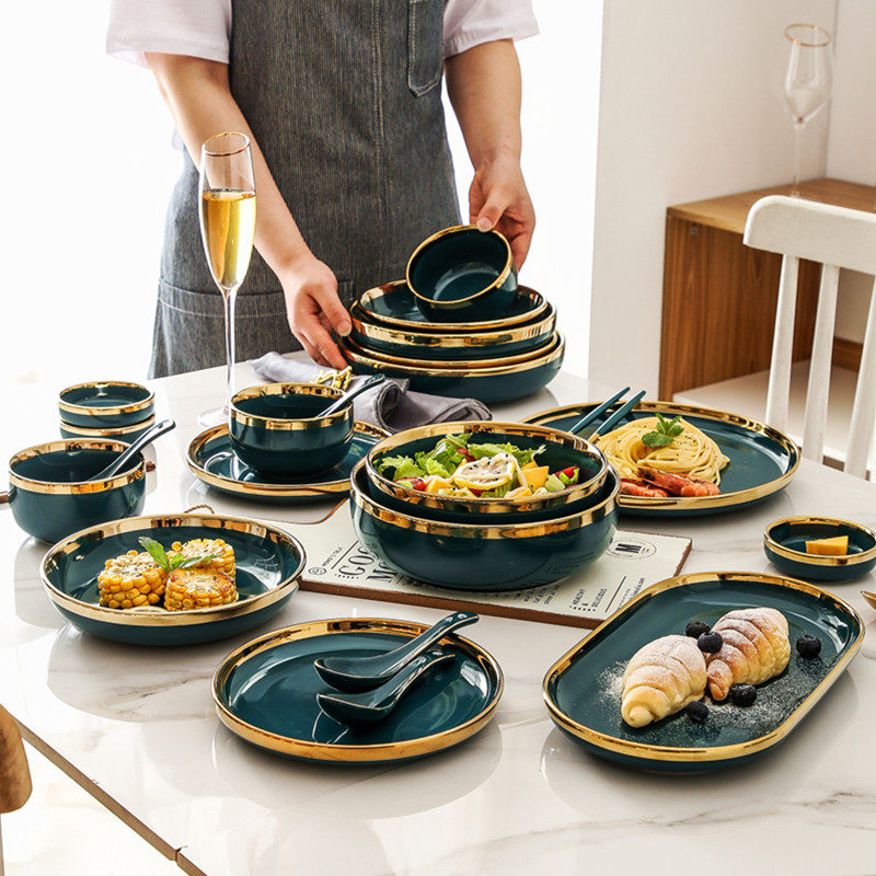 Palace Ceramic Dishes Suit Home Phnom Penh Grandmother Green Cutlery s many bowls of rice bowls Zhang Yunrei