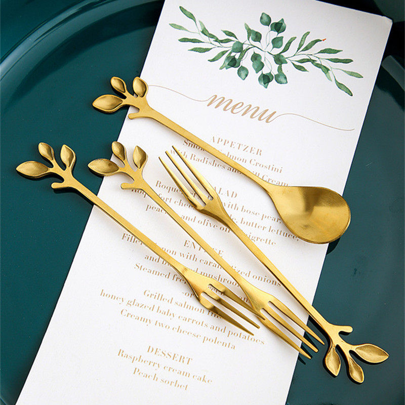 Nordic Fruit Fork Signature Fruit Insert Leaves Sweet Pitchforks Creative Coffee Spoon Home Fruit Fork Ice Cream