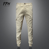 FPH overalls mens small feet slim Korean version of the trend thin mens pants summer Tide brand toe casual trousers