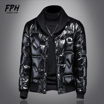 Bread Bright Face Down Clothing Male short Tide Cards Thickened 2021 New Winter Tide Casual Tooling Down Jacket