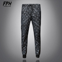 European Station Casual Pants Mens Summer Tide Cards New Printed Small Leggings Pants Trendy Bouquets Camouflawless Sportswomen Sportpants