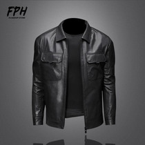 Henning leather clothes mens leather trend handsome 2022 new autumn and winter Korean version of mens locomotive leather jacket jacket