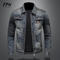 Denim coat mens spring and autumn Korean trend 2021 new tooling casual motorcycle fried street mens denim jacket