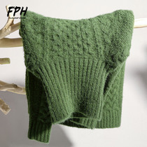 2021 new woolen sweatshirt male Korean version trendy day series vintage mens high collar sweater loose and lazy autumn winter thickened