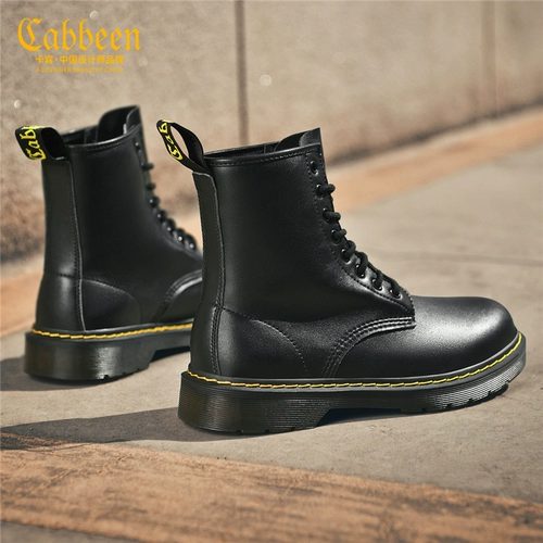 Martens, мужская высокая черная весенняя утепленная удерживающая тепло обувь в английском стиле, в британском стиле