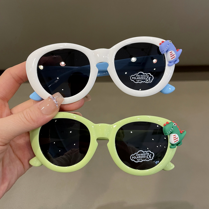 Children's Sunglasses Cartoon Dinosaur Cute Baby Sunshade Polarized Sunglasses for Boys and Girls Silicone Anti-Uv Glasses