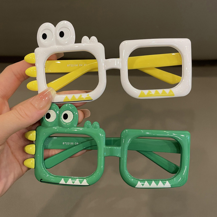 Children's Glasses Without Lenses Silicone Baby Boy Cartoon Dinosaur Sunglasses Girl Trendy Stylish Cool Glasses Frame Photo