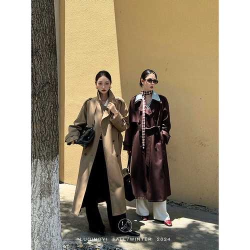 鹭青一 Оригинальный осенний плащ, куртка, изысканный стиль, средней длины, в британском стиле