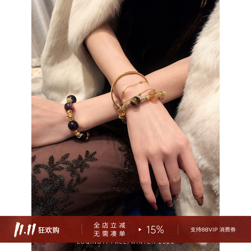 Lu Qingyi Original【Jubao】Vintage Crystal Beaded Jewelry Wealth-Attracting Bracelet Fortune Beads Light Luxury Bracelet for Women