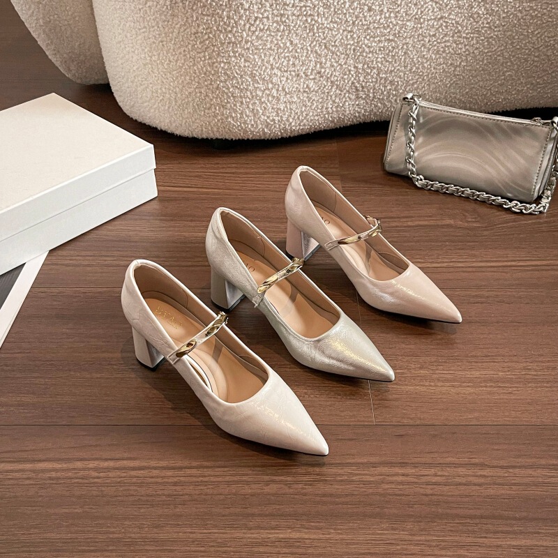 Dayao [Little Gold Bar 2.0] 5.5m Single Shoes 2026 New Model Mary Jane Toe-Protecting Cotton Thick Heel High Heels 2601