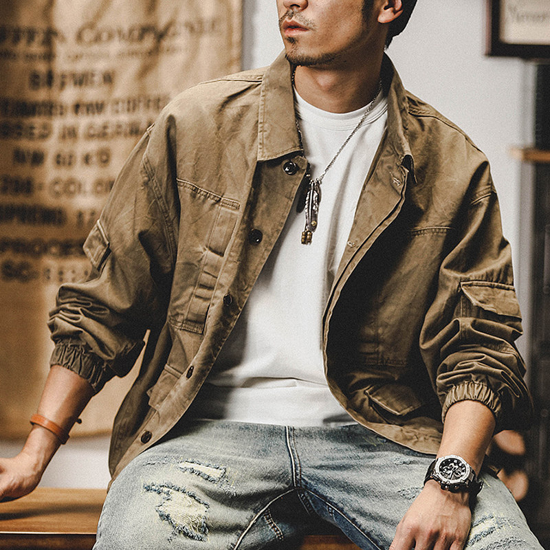 American Retro Tooling Denim Jacket Man Spring Autumn Loose 2022 New Trend Handsome Spring Jacket Men