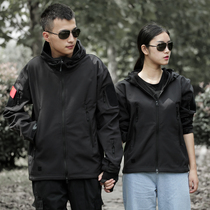 Dunlang outdoor sharkskin assault suit male mountaineering soft shell jacket couple warm fleece jacket windproof and waterproof three-in-one