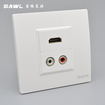 Dual-hole AV Lotus audio panel with 4K HD line HDMI socket 86 type wall concealed multimedia panel