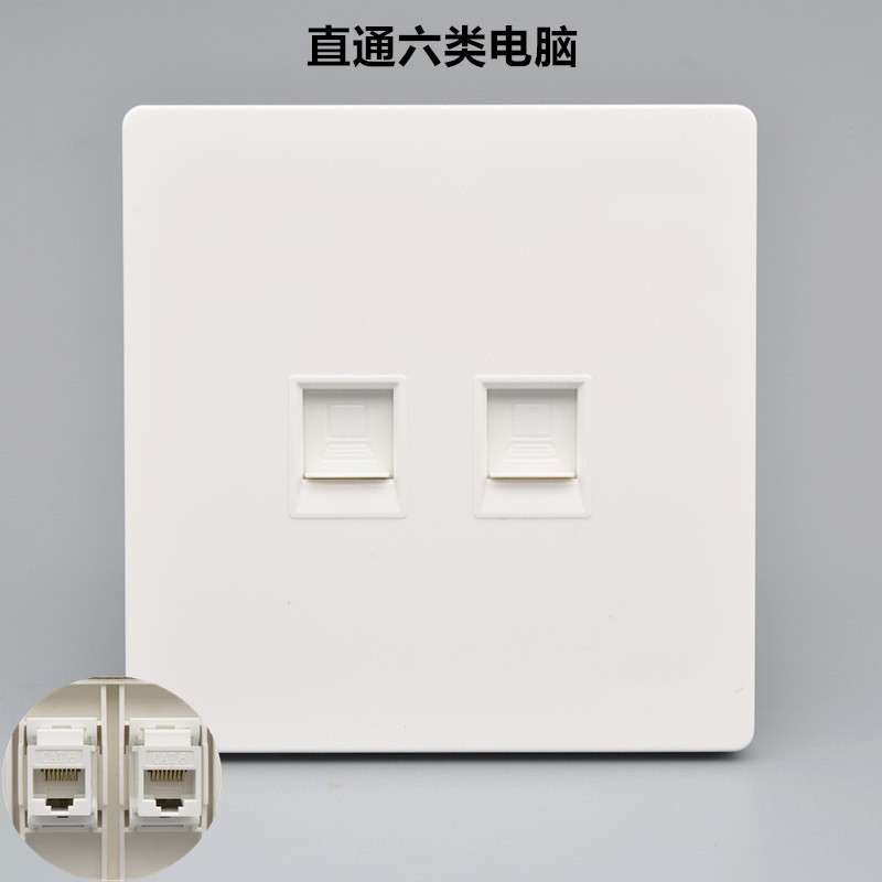 Type 86 Concealed one thousand trillion Internet Internet Interface Panel Direct-to-head Double-mouth Straight-inserted Crystal Head Six-Class Network Line Computer Outlet