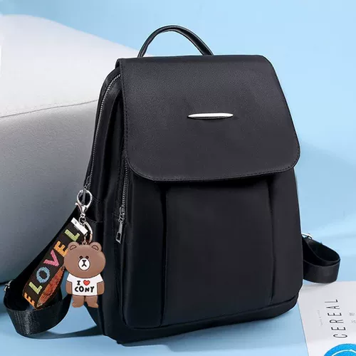 Рюкзак, водонепроницаемая черная демисезонная вместительная и большая сумка через плечо, ткань оксфорд, в корейском стиле