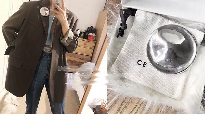 Mật ong châu Âu và Mỹ mùa thu và mùa đông mới kim loại celi trâm tròn bánh lớn pin retro catwalk lớn vàng trâm nữ