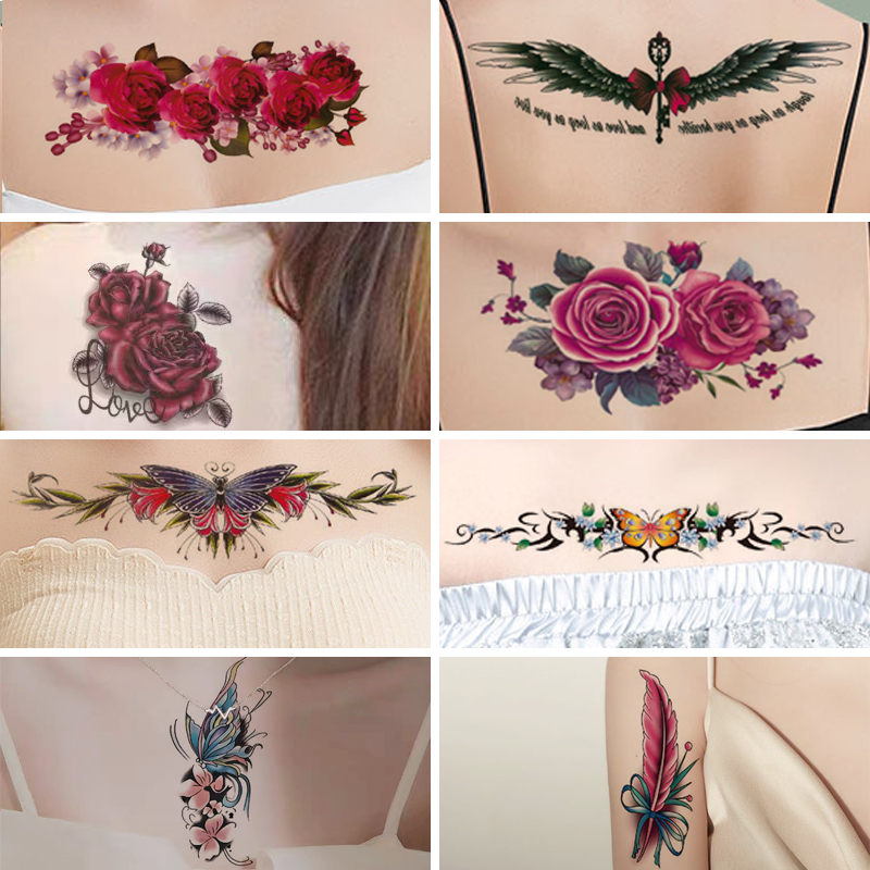 C-Section Scar Cover Tattoo Stickers Waterproof for Women Long-Lasting Belly Waist Navel Stickers Sexy Stretch Marks Rose Flower
