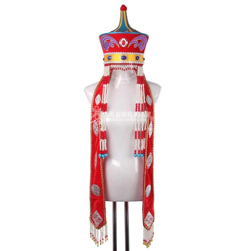 Mongolian women's hat Mongolian headdress Hat Mongolian characteristic clothing Mongolian robe ornament handmade