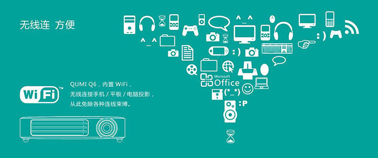 Máy chiếu micro thương mại di động Vivitek Lixun Máy chiếu QUMI Q6 HD hỗ trợ wifi không dây với điện thoại di động - Máy chiếu máy chiếu led projector