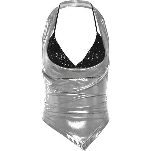 KLIOU Серебряные блестки для ногтей, майка, комплект, для маленькой груди, по фигуре