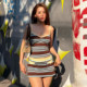 KLIOU Vietnamese star Chipu Chifu's same style contrasting striped camisole slimming and versatile shorts suit