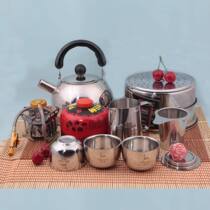 Field stove camping set stainless steel self-driving portable kettle mini kung fu set pot outdoor tea set travel