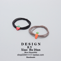 Childrens hair accessories fruit hair rope sweet Net red head rope Korean fresh girl hand rope hair bracelet dual-purpose leather band